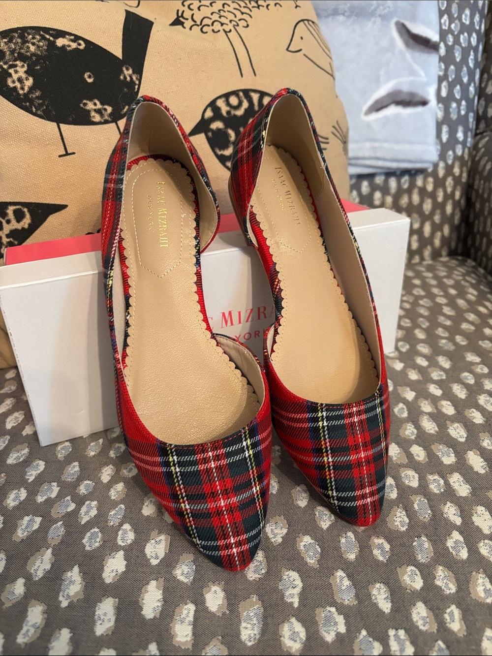 Isaac Mizrahi Festive Plaid Flats